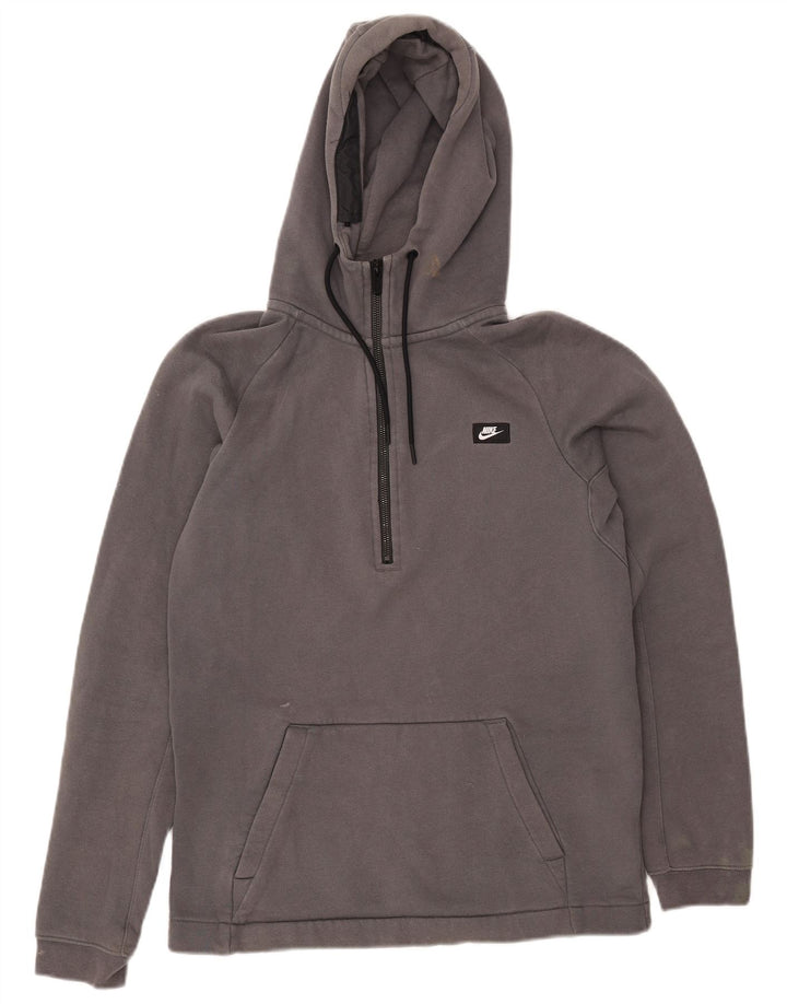 NIKE Pull à capuche à col zippé pour homme Petit coton gris