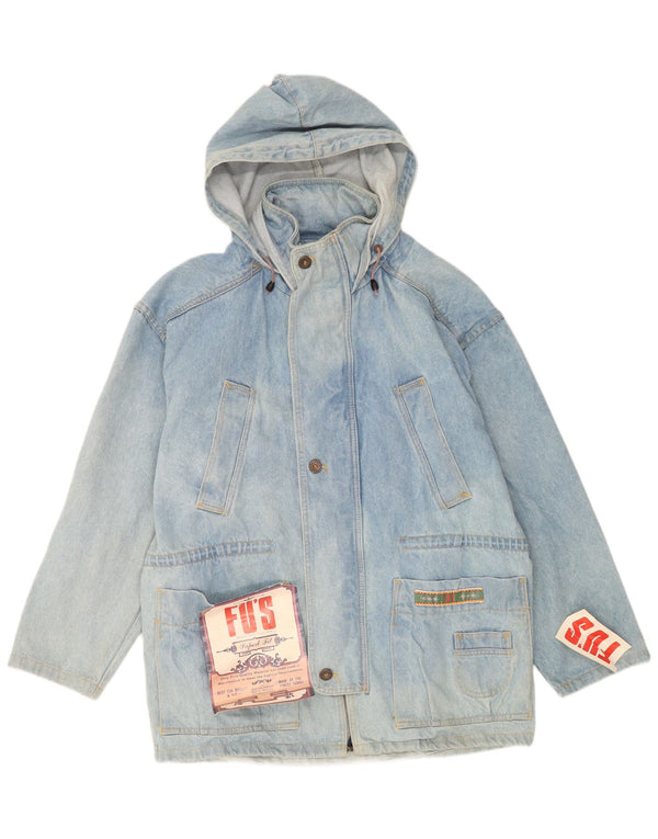 veste en denim à capuche homme vintage UK 42 XL Coton Bleu