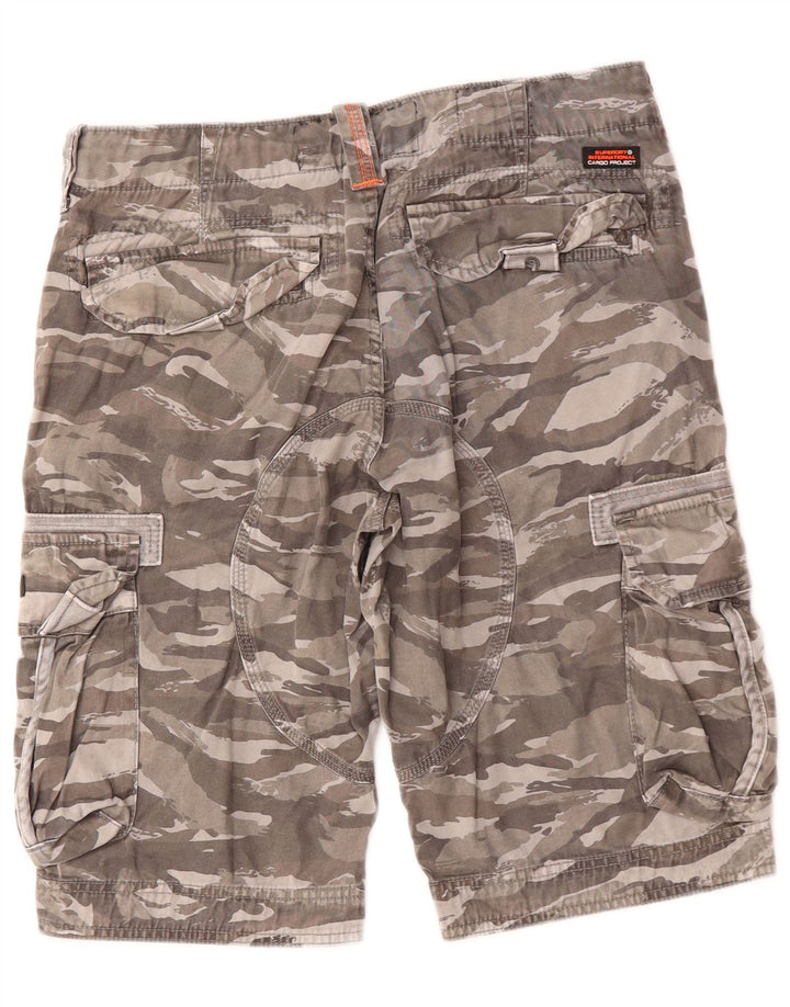 SUPERDRY Short Cargo Homme W31 Kaki Moyen Camouflage Coton