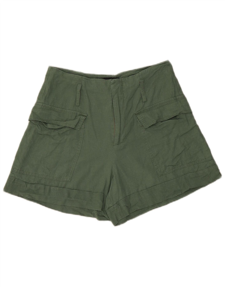 Zara Short Cargo Femme Petit W26 Lin Vert