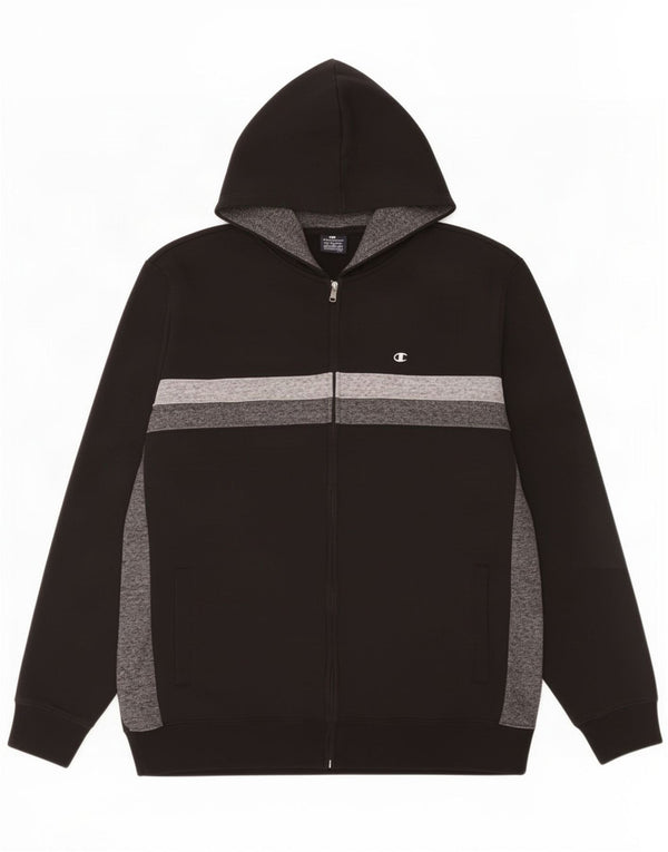 Champion Pull à capuche zippé pour homme 2XL en coton color block noir