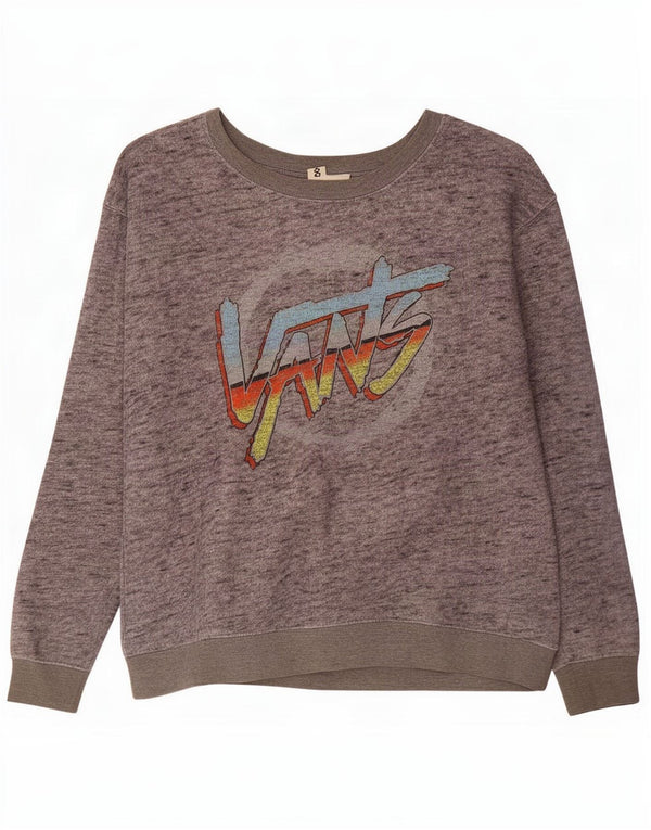 Vans Womens Graphic Sweatshirt Jumper UK 14 Medium Grey Flecked Cotton