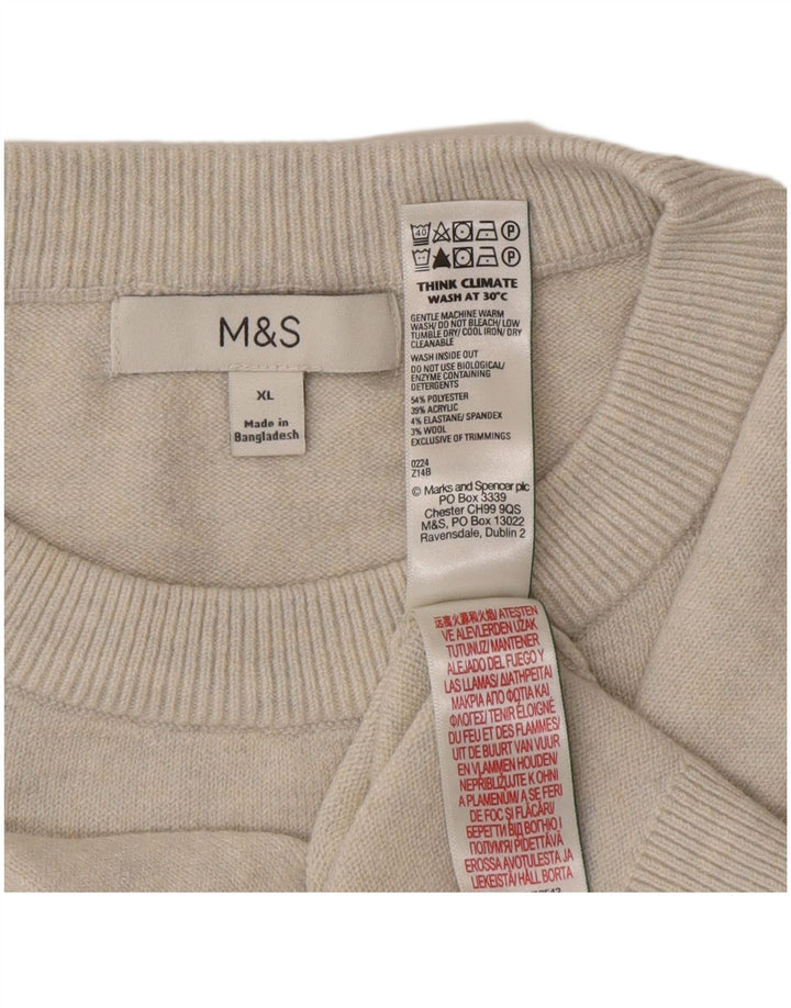 Marks & Spencer Pull à col rond pour homme XL Gris Polyester