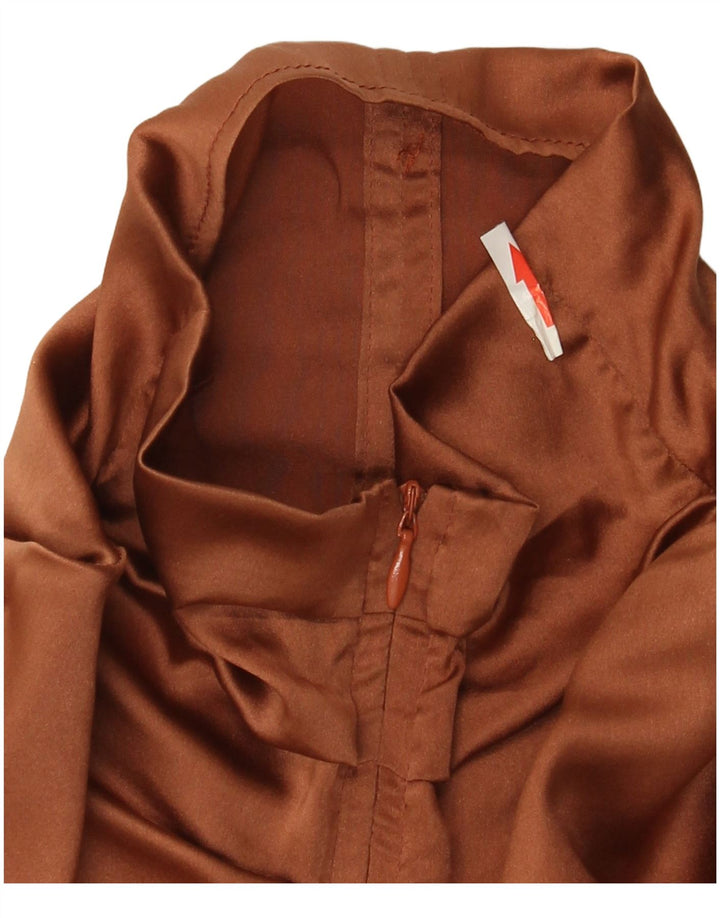 ALYSI Chemisier à manches longues pour femme UK 10 Petite soie marron