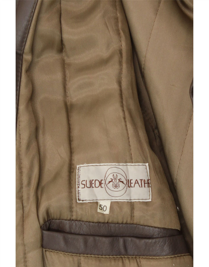 veste en cuir homme vintage IT 50 Grand cuir marron