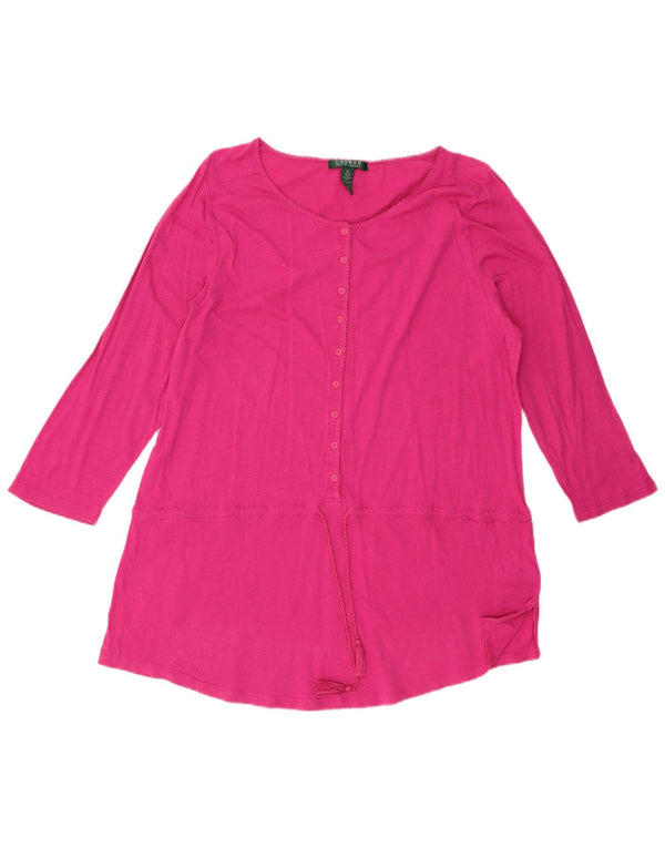 Ralph Lauren Womens Long Sleeve Tunic Top UK 18 XL Pink Cotton