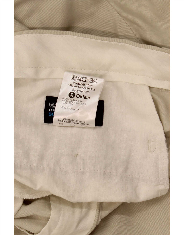 Marks & Spencer Pantalon Chino Droit Homme W34 L33 Beige Polyester