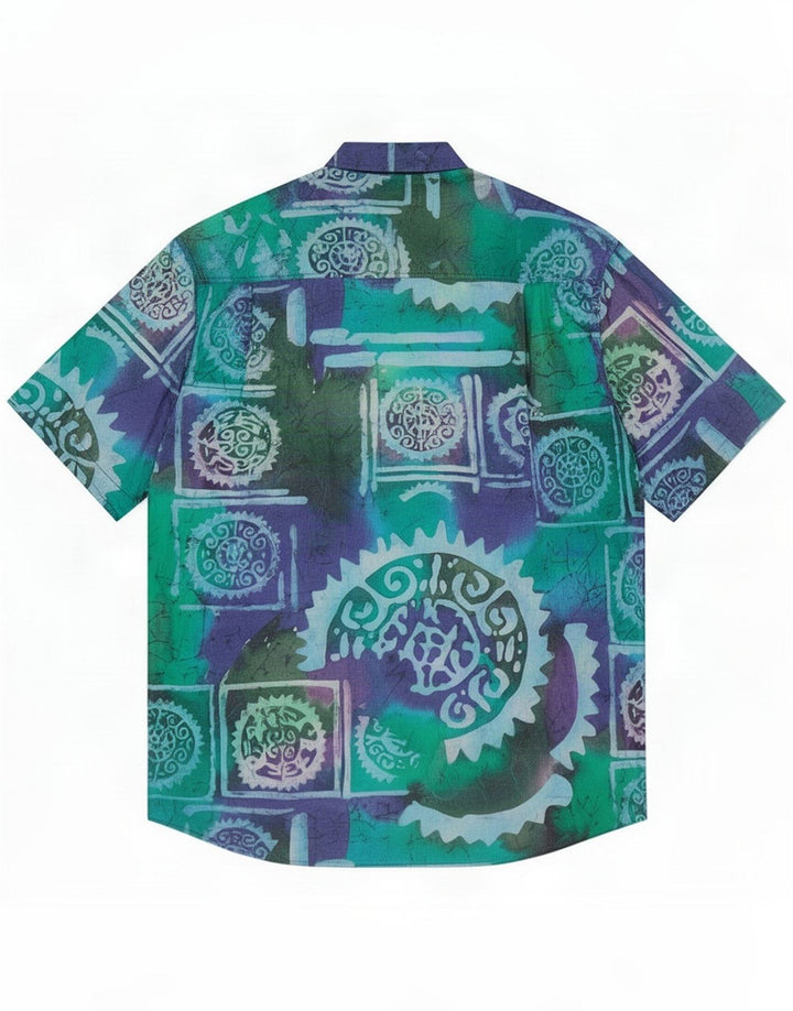 Acrobate Chemise à Manches Courtes à Motif Abstrait Homme Bleu Moyen
