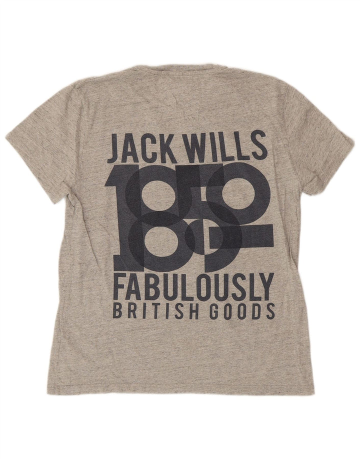 JACK WILLS T-Shirt Graphique Homme Gris Moyen Moucheté Coton