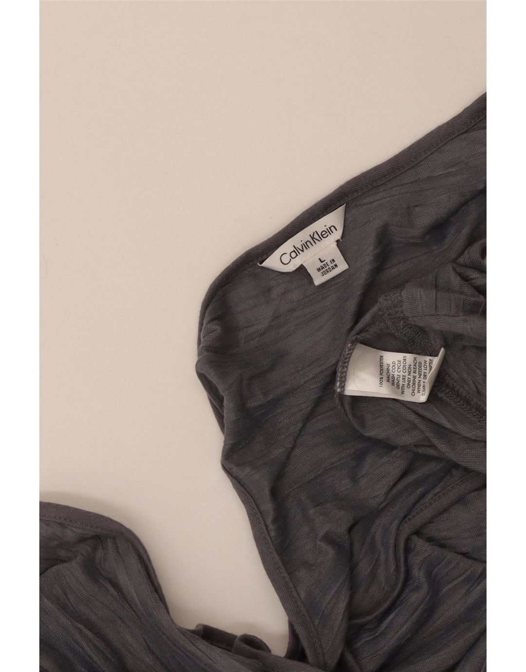 CALVIN KLEIN Débardeur Femme UK 14 Large Gris Rayé Polyester