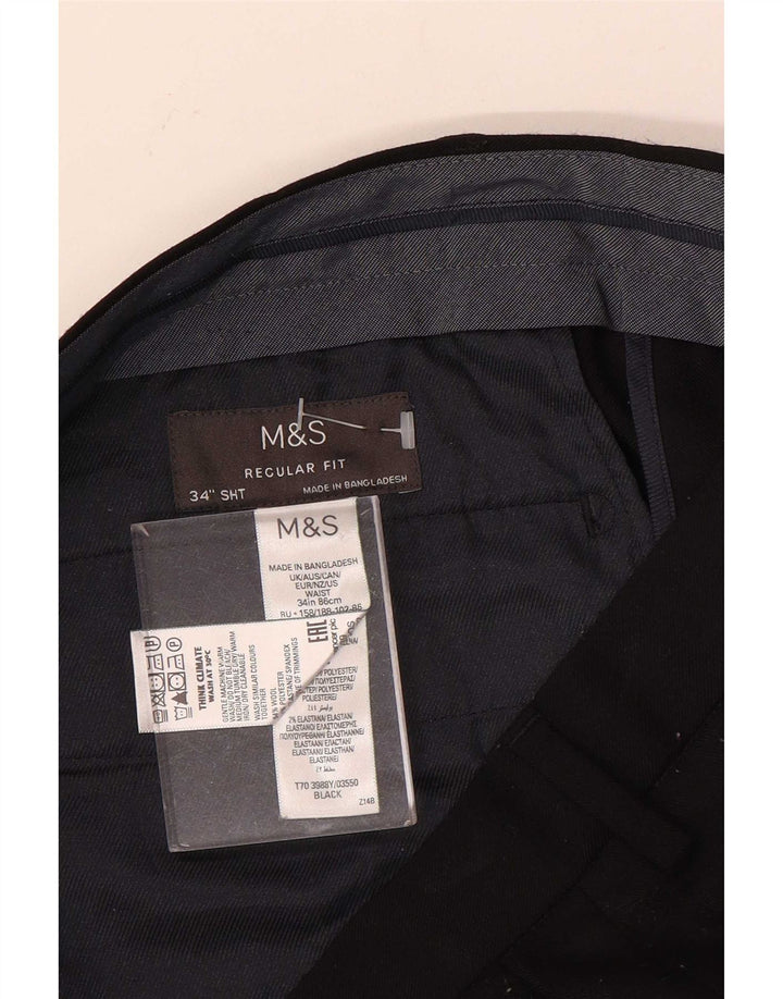 Marks & Spencer Pantalon Chino Coupe Regular Homme W34 L29 Laine Noir