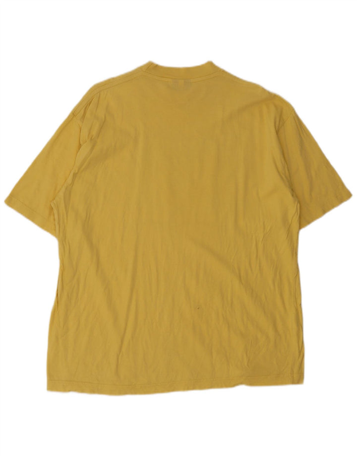 Stefanel Homme T-Shirt Graphique Haut Large Jaune Coton