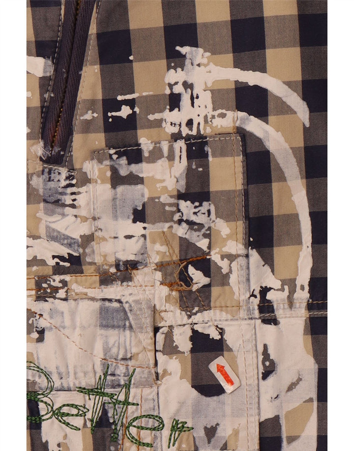 Desigual Short cargo graphique pour femme EU 42 Large W34 Bleu marine Vichy