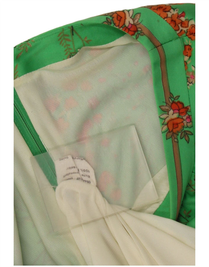 vintage Femme Robe A-Line EU 40 Polyester Floral Vert Moyen