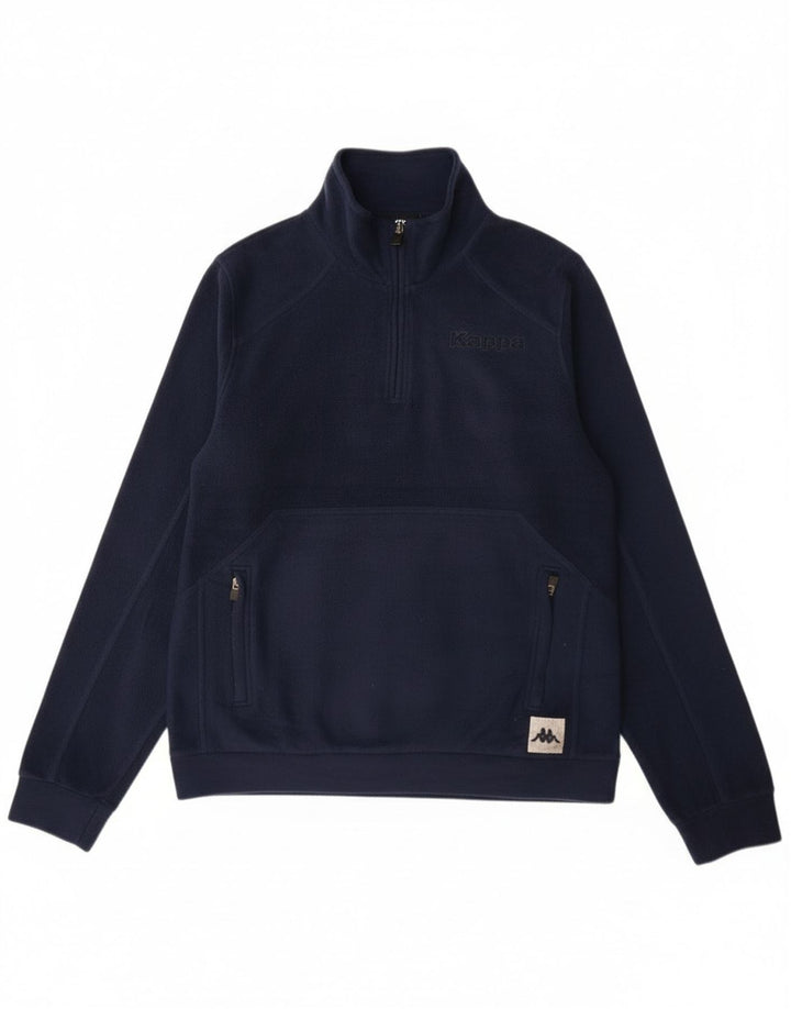 Kappa Pull Polaire Graphique à Col Zippé Homme Bleu Marine Moyen Polyester