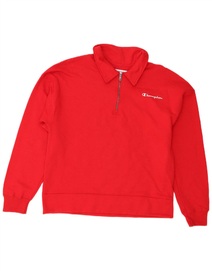 Champion Sweat-Shirt Col Zippé Femme Rouge Moyen Coton