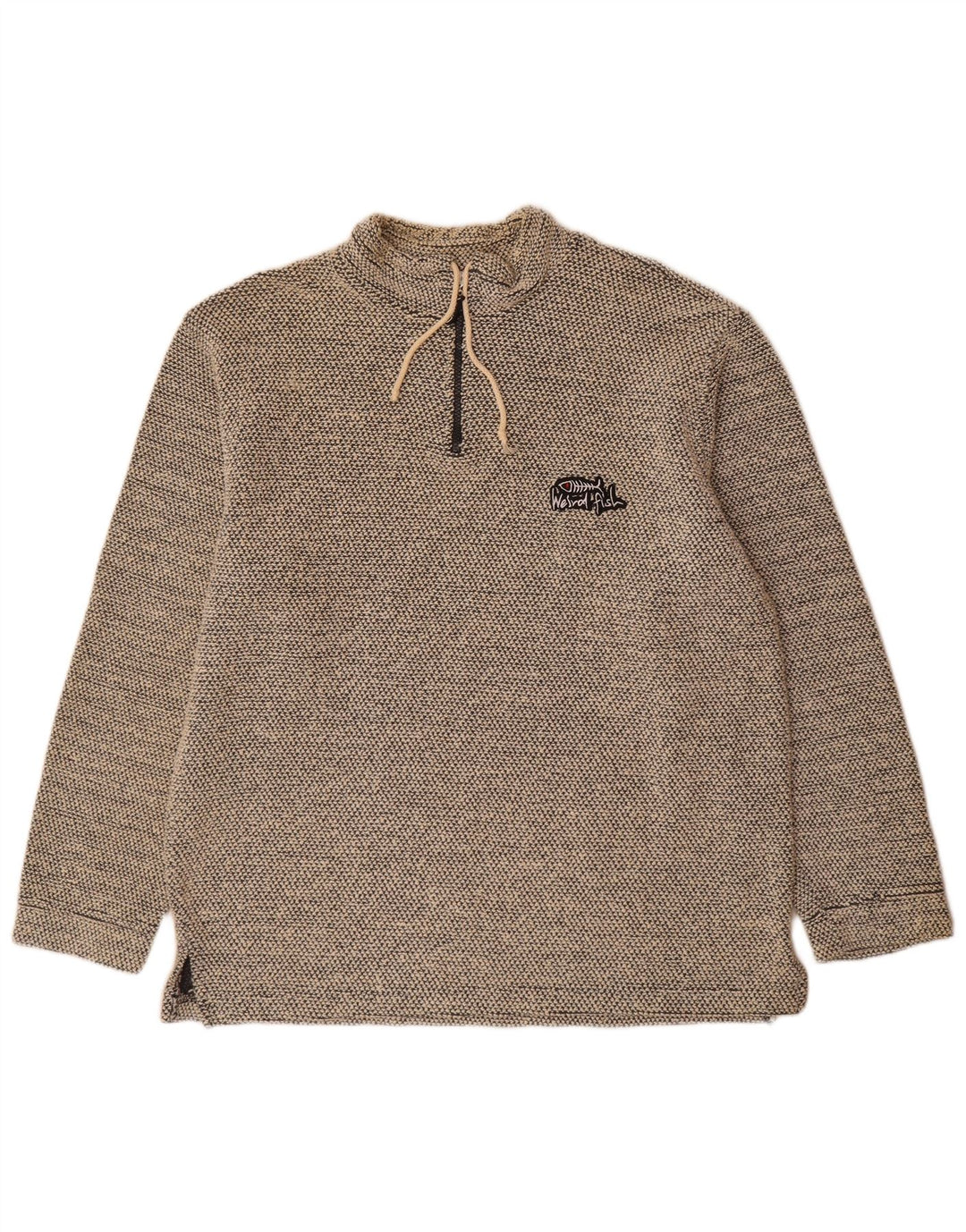 Weird Fish Sweat-shirt à col zippé pour homme en coton gris Taille L