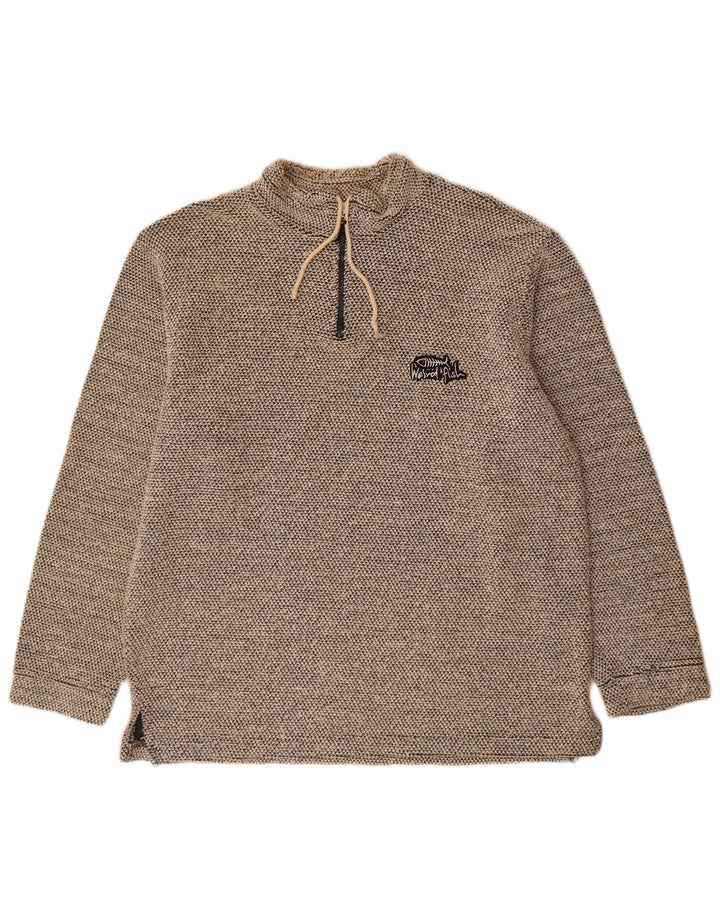 Weird Fish Sweat-shirt à col zippé pour homme en coton gris Taille L