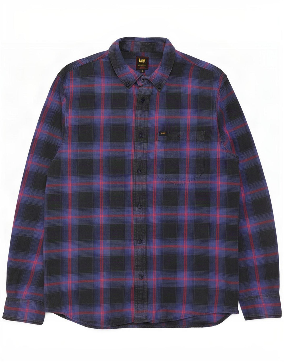 Lee Chemise en flanelle coupe décontractée pour homme, petit carreaux en coton bleu marine