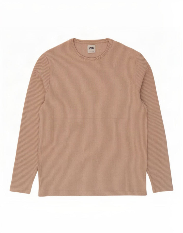 Zara Homme Top Manches Longues Grand Coton Beige