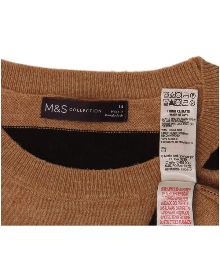 Marks & Spencer Pull à col rond pour femme UK 14 Marron moyen rayé
