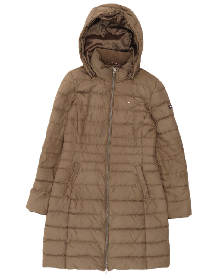 Tommy Hilfiger Manteau rembourré à capuche pour femme UK 14 Polyester beige moyen