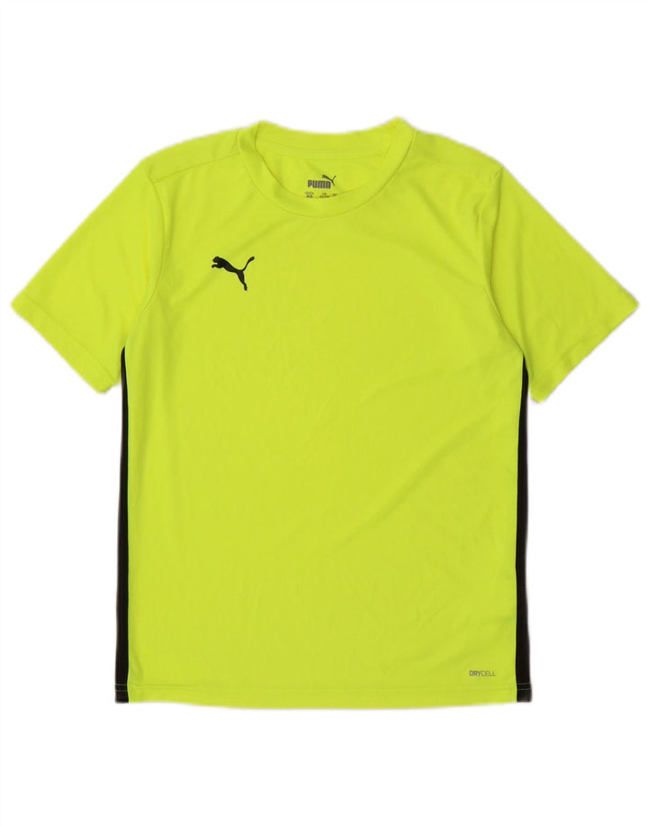 PUMA Boys T-Shirt Top 11-12 Years Green Colourblock Polyester
