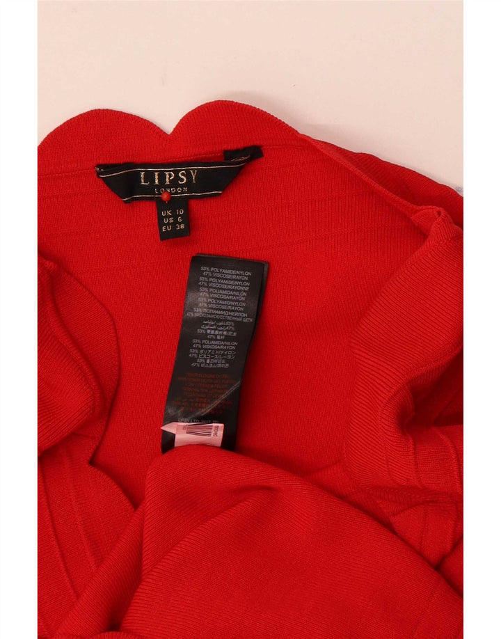 Lipsy Femme Robe Moulante UK 10 Petit Rouge Polyamide