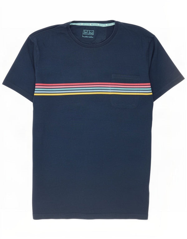Fat Face T-Shirt Homme Haut Large Bleu Marine Rayé Coton