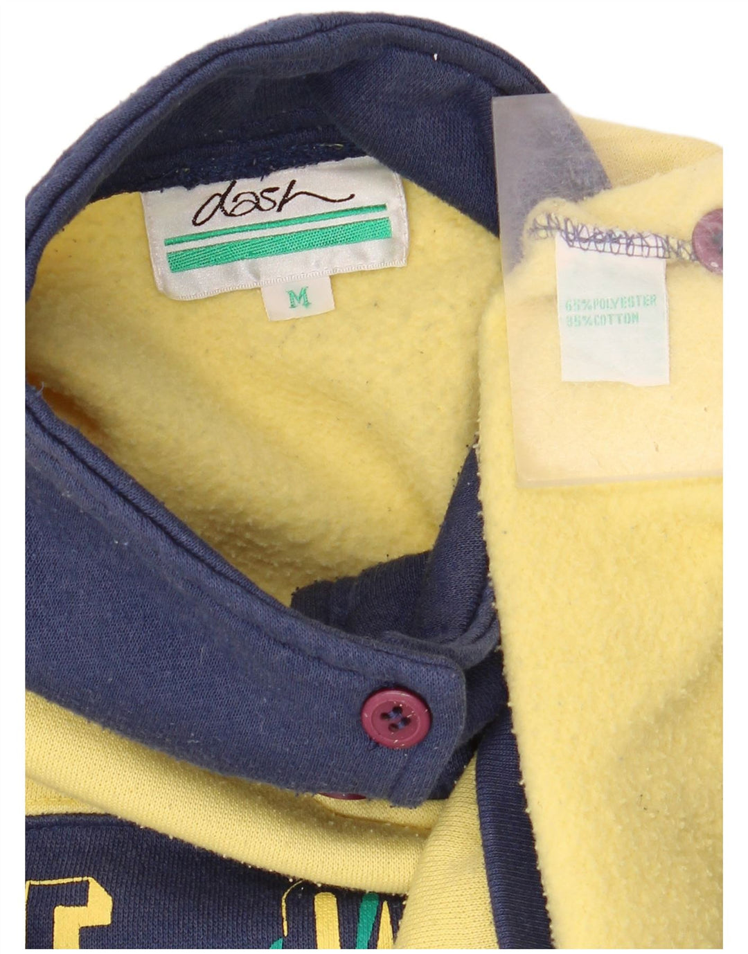 DASH Sweat-shirt graphique à col boutonné pour homme Jaune moyen Colourblock