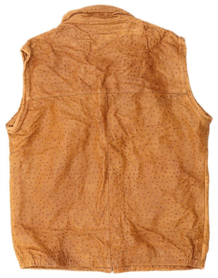 VINTAGE Gilet en cuir homme IT 56 3XL marron tacheté