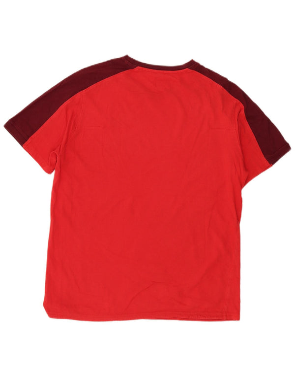Umbro Mens T-Shirt Top Large Red Colourblock