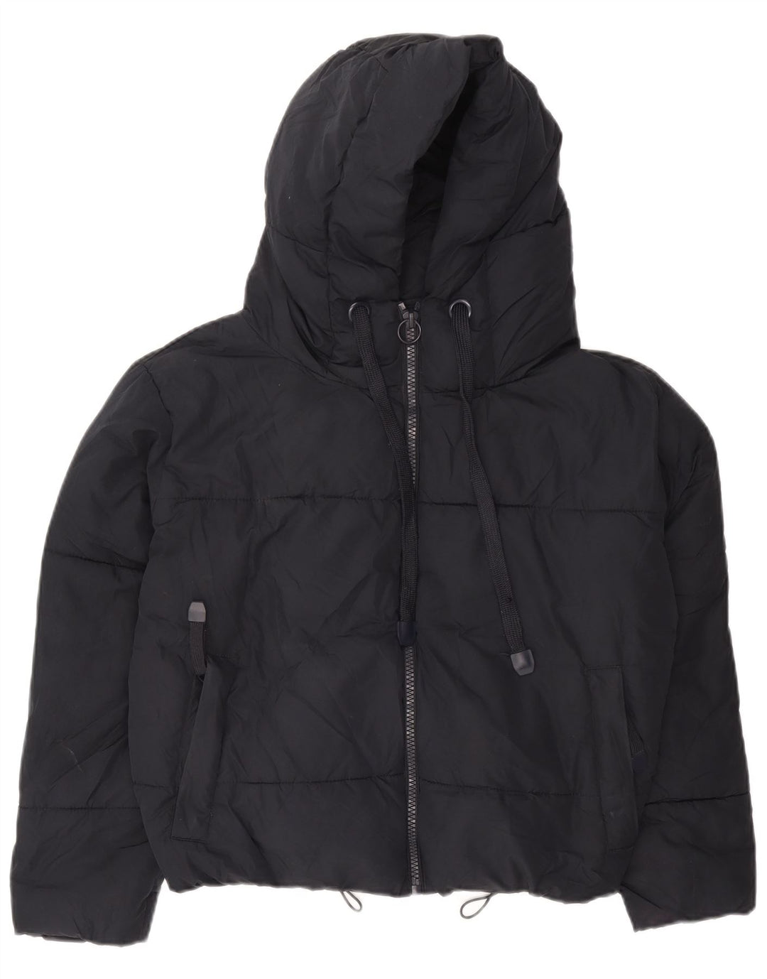 Zara Veste matelassée à capuche surdimensionnée pour femme UK 6 XS Bleu marine Polyester
