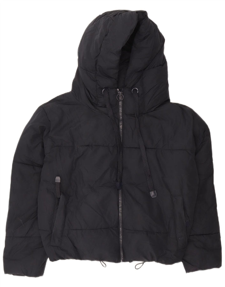 Zara Veste matelassée à capuche surdimensionnée pour femme UK 6 XS Bleu marine Polyester