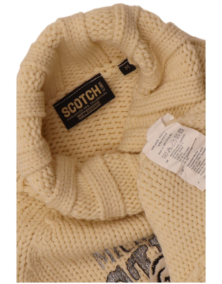 Scotch & Soda Pull graphique à col roulé pour femme UK 14 Beige moyen