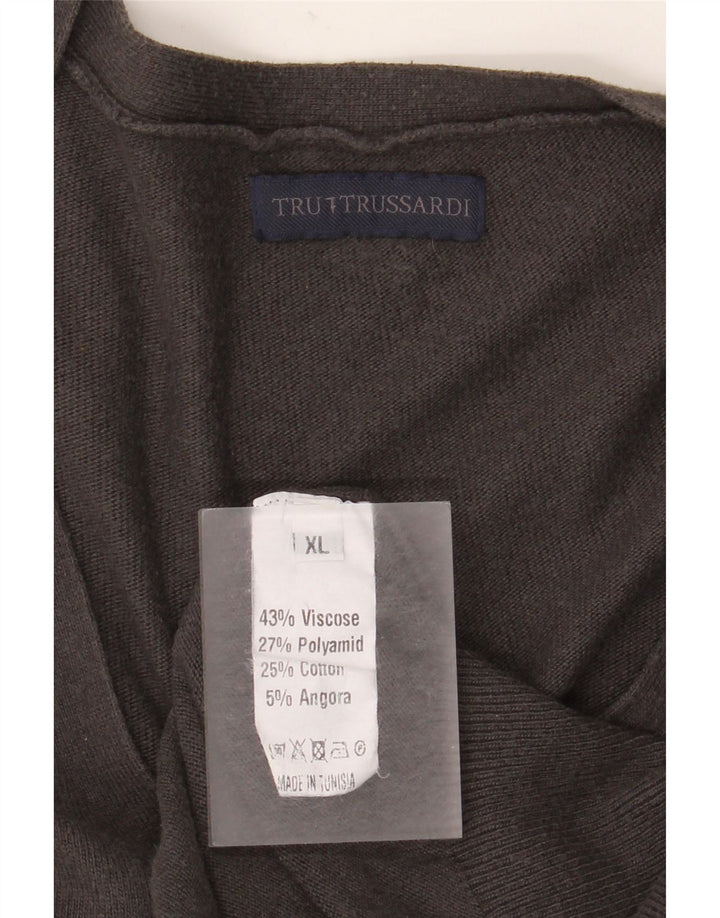 Trussardi Cardigan Pull XL Gris Viscose Homme
