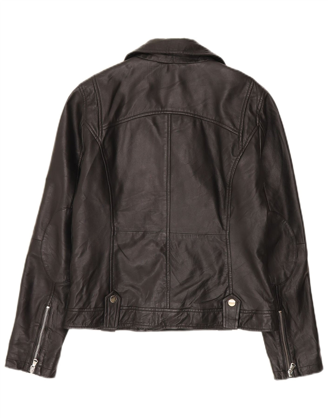 Conbipel Blouson Motard En Cuir Femme IT 40 Petit Cuir Noir