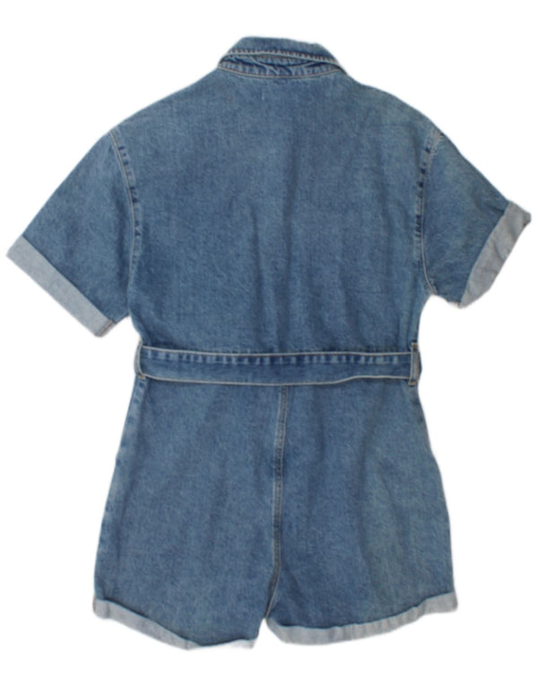 Topshop Womens Denim Playsuit UK 10 Small  Blue Cotton