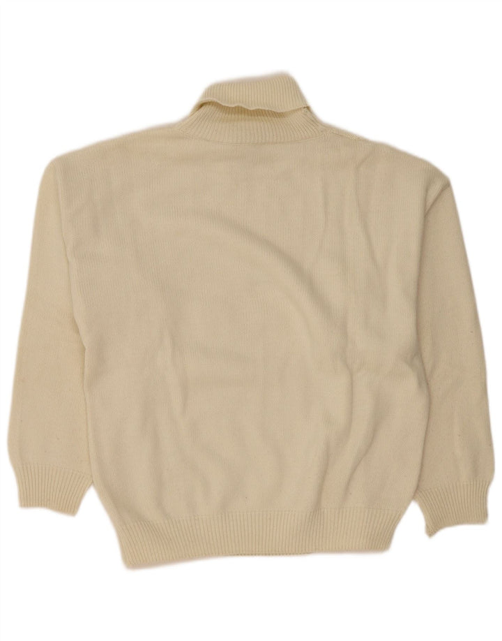 vintage Mens Roll Neck Jumper Pull Grand Blanc Cassé
