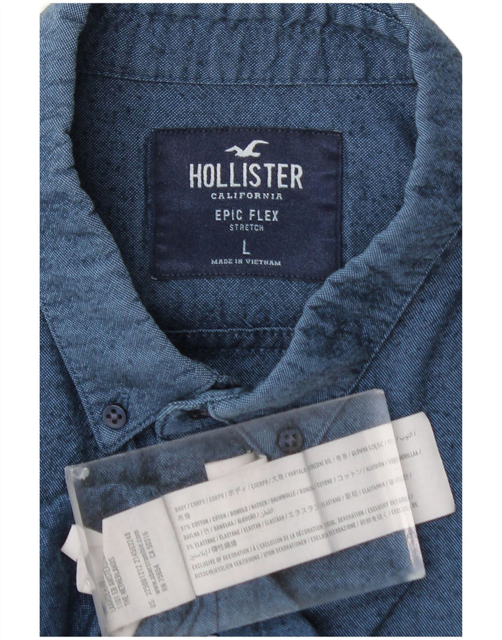 HOLLISTER Chemise Homme Large Bleu Marine Moucheté Coton