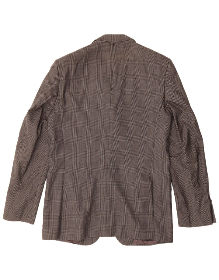 ZARA Veste Blazer 2 Boutons Homme EU 50 Gris Moyen Pied-de-Poule Viscose