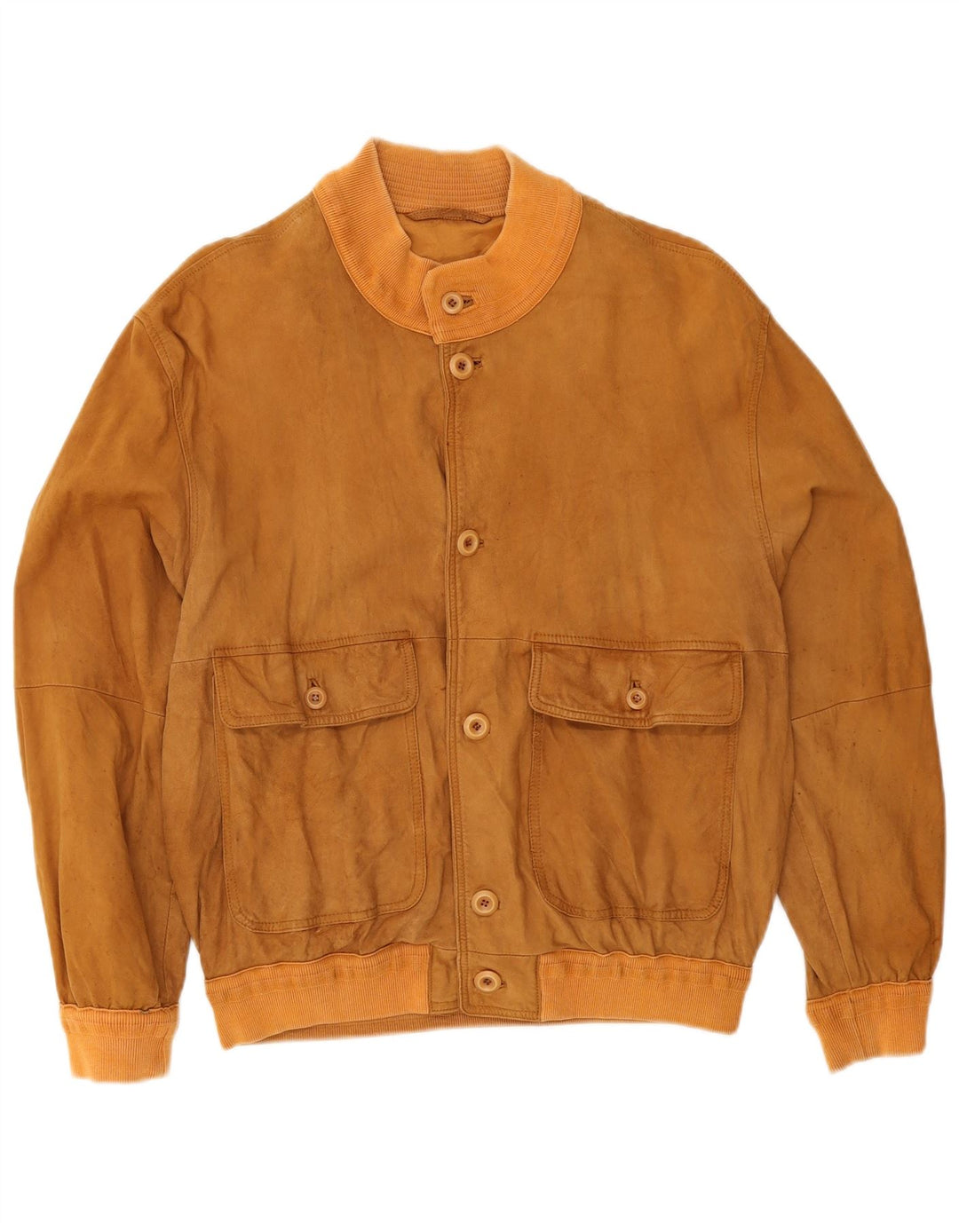vintage Mens Suede Bomber Jacket UK 38 Beige Moyen