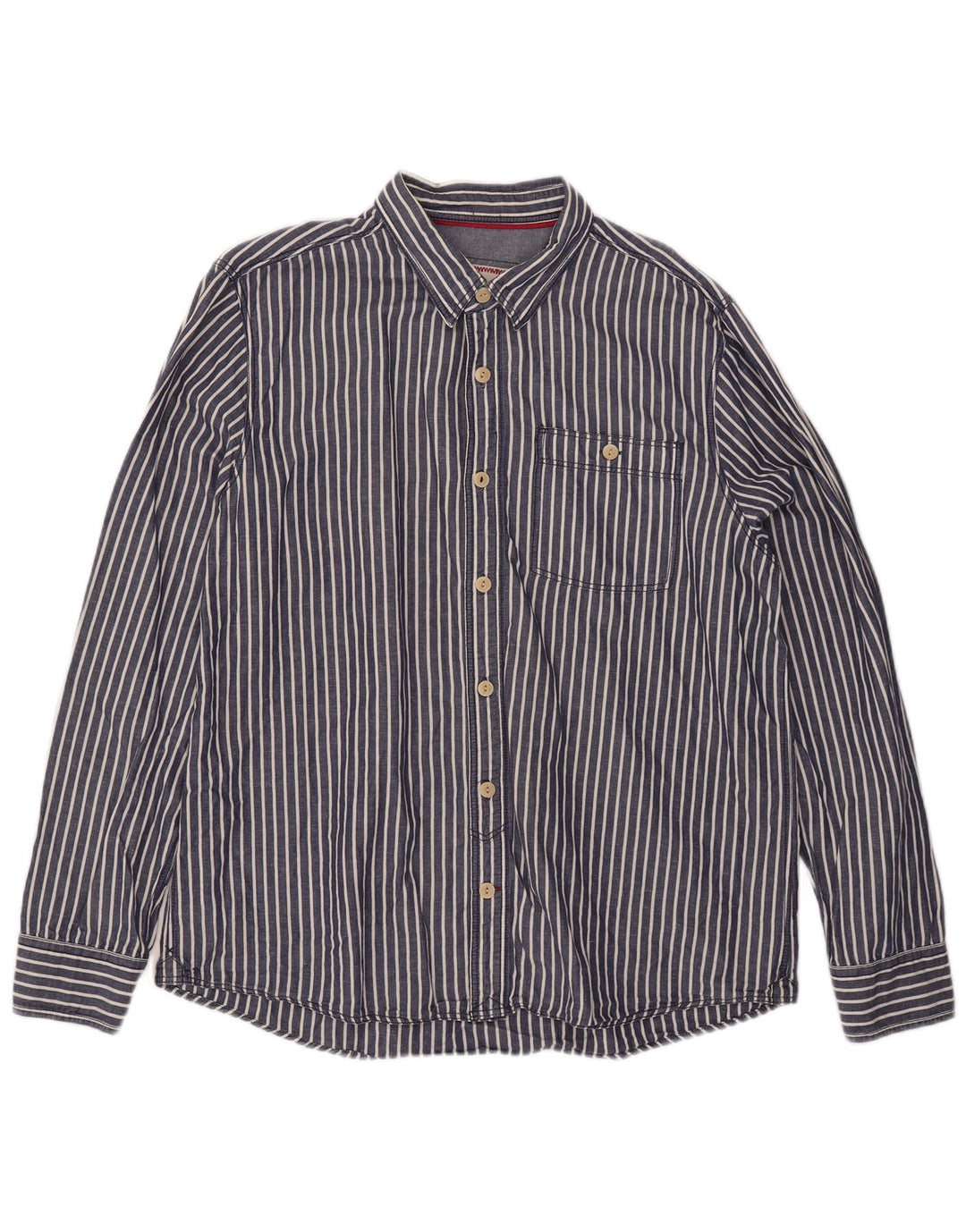 FAT FACE Chemise Homme XL Bleu Marine Rayé Coton