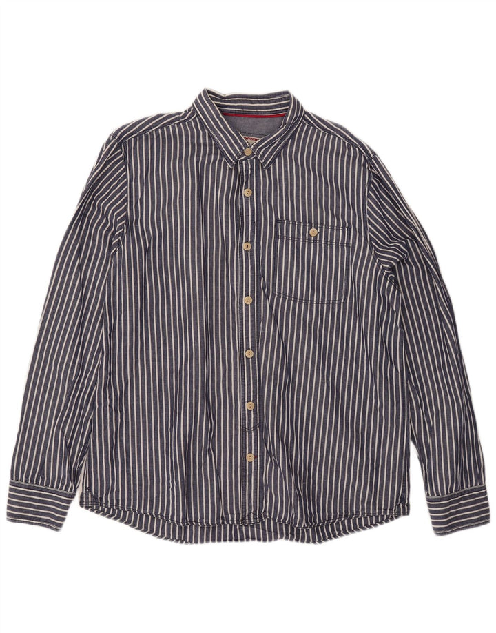 FAT FACE Chemise Homme XL Bleu Marine Rayé Coton