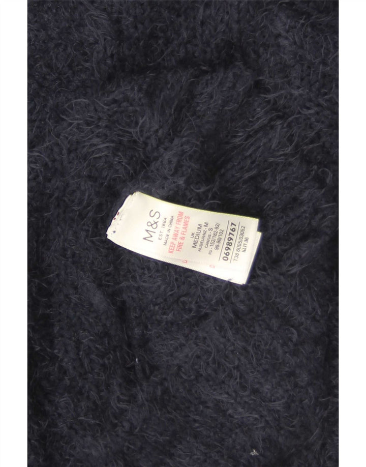Marks & Spencer Pull Cardigan Femme UK 14 Medium Bleu Marine Polyester