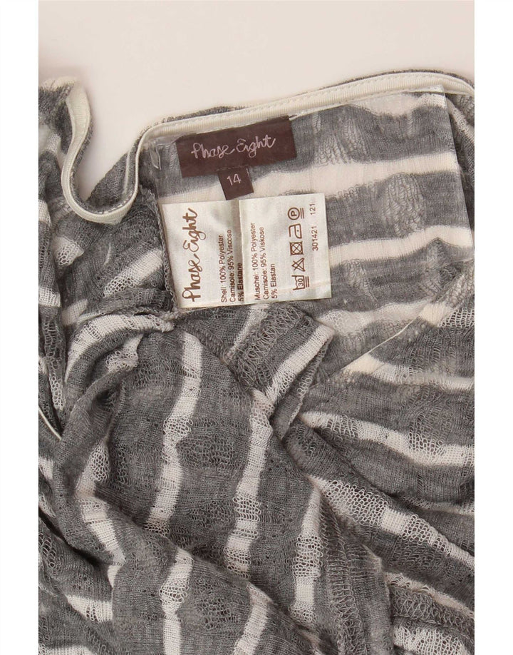 Phase Eight Tunique à manches longues pour femme UK 44 Gris moyen rayé
