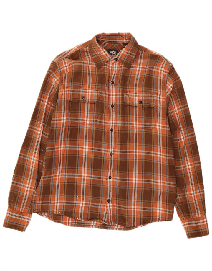 Timberland Chemise en Flanelle Homme Marron Moyen à Carreaux en Coton