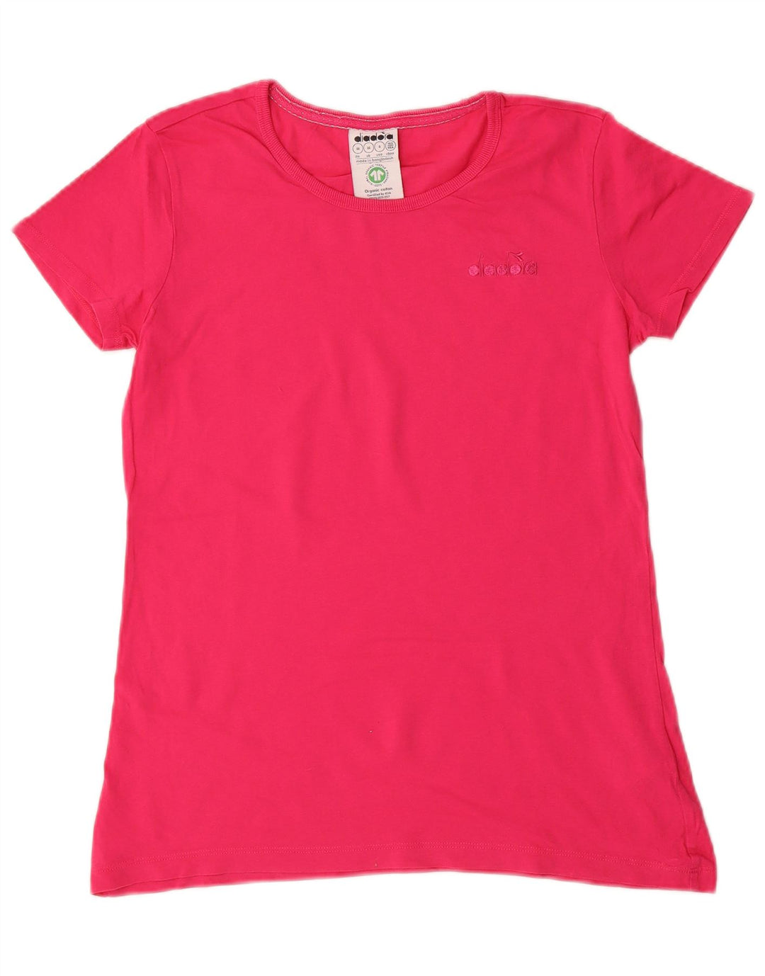 DIADORA T-Shirt Femme UK 12 Rose Moyen Coton