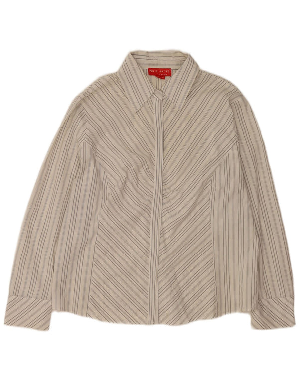 Perte by Krizia Chemisier pour femme US 23 3XL en coton rayé blanc