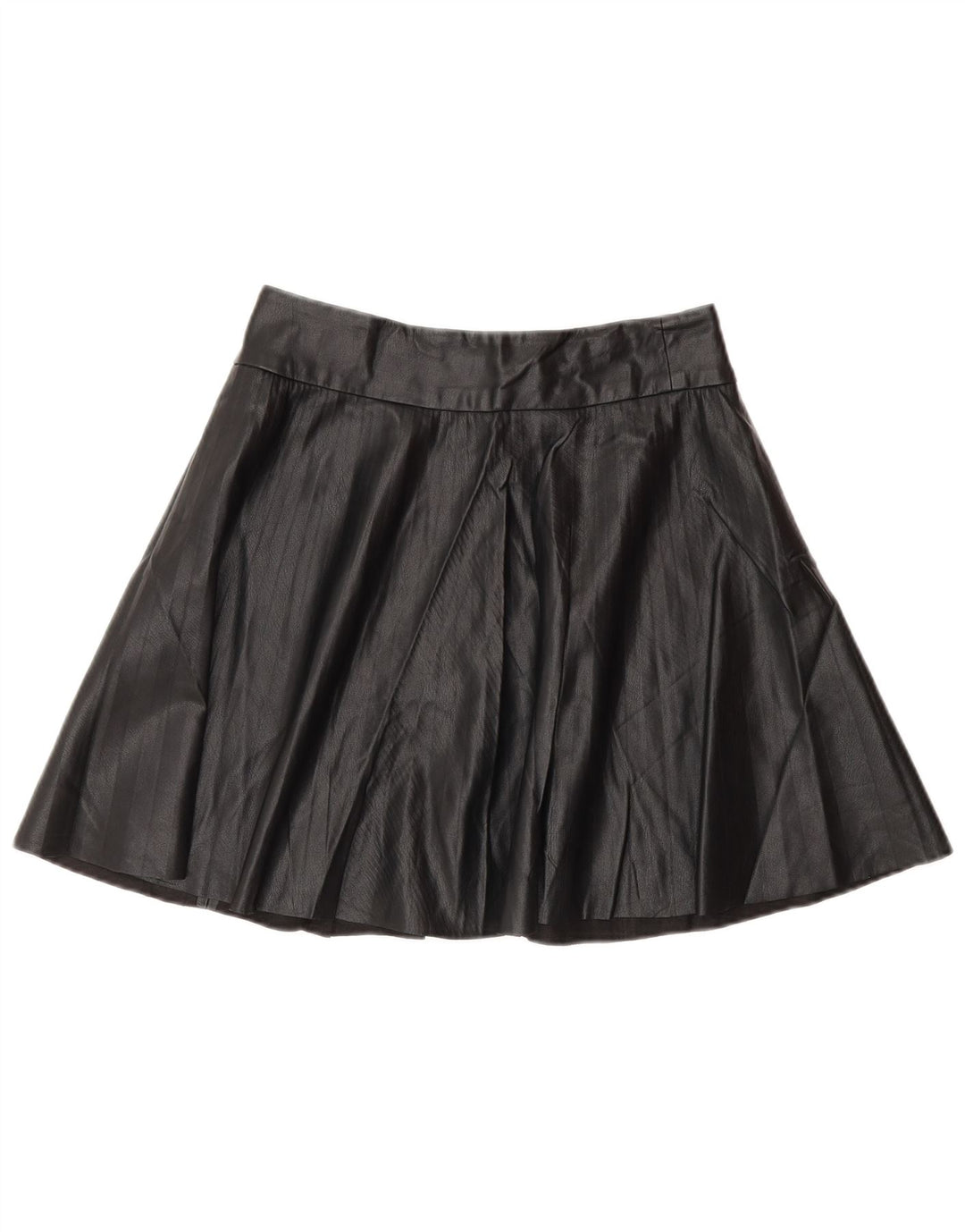 Zara Femme Mini Jupe En Simili Cuir Petit W26 Noir Polyester